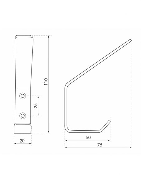 Patère, inox, H.110mm, satin - THIRARD Patère