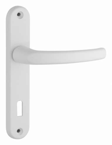 Ensemble de poignées pour porte de chambre Sultane trou de clé, carré 7mm, entr'axes 165mm, blanc - THIRARD Poignée