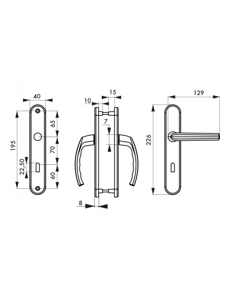 Ensemble de poignées pour porte de chambre Sultane trou de clé, carré 7mm, entr'axes 195mm, gris - THIRARD Poignée