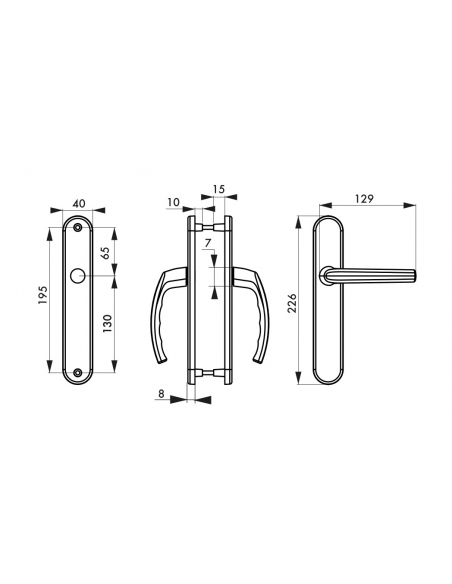 Ensemble de poignées pour porte intérieure Sultane sans trou, carré 7mm, entr'axes 195mm, gris - THIRARD Poignée