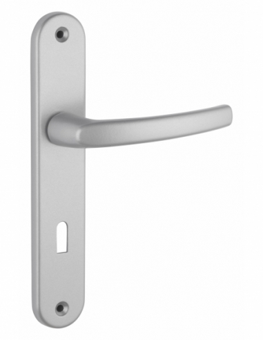 Ensemble de poignées pour porte de chambre Sultane trou de clé, carré 7mm, entr'axes 195mm, argent - THIRARD Poignée