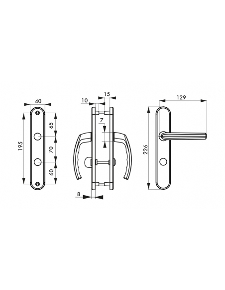 Ensemble de poignées pour salle de bain/toilette Sultane à condamnation, carré 7mm, entr'axes 195mm, argent - THIRARD Poignée