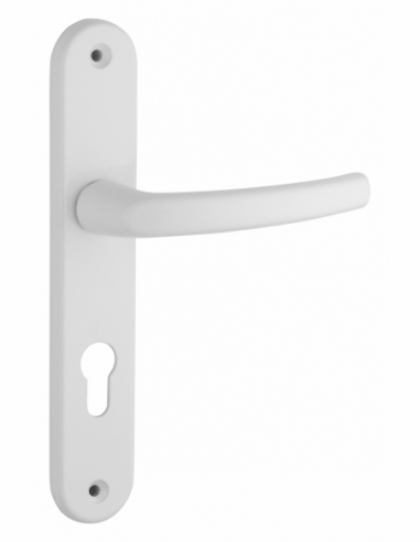 Ensemble de poignées pour porte d'entrée Sultane trou de cylindre, carré 7mm, entr'axes 195mm, blanc - THIRARD Poignée