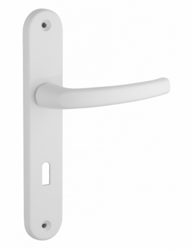 Ensemble de poignées pour porte de chambre Sultane trou de clé, carré 7mm, entr'axes 195mm, blanc - THIRARD Poignée