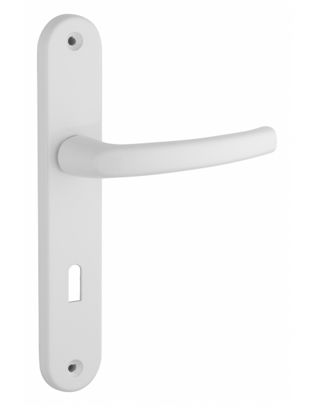 Ensemble de poignées pour porte de chambre Sultane trou de clé, carré 7mm, entr'axes 195mm, blanc - THIRARD Poignée