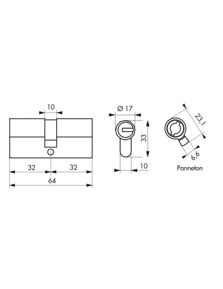 Cylindre de serrure double entrée Federal S, 30x30mm, nickel, anti-arrachement, anti-perçage, 5 clés - THIRARD Cylindre de se...