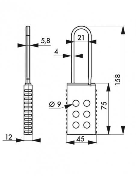 Moraillon en nylon pour 6 Cadenas - THIRARD Cadenas de consignation