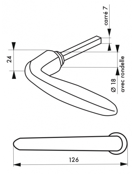 Paire de béquilles Beluga pour porte, carré 7mm, 1 portée, marron - THIRARD Bouton / béquille de porte