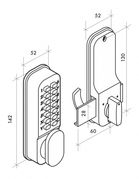 Verrou à combinaison mécanique, à crochet, pour porte coulissante, chromé, 8 chiffres - THIRARD Verrou à combinaison