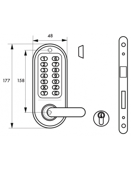 Verrou à combinaison mécanique pour serrure encastrable pour porte intérieure, carré 7mm, chromé mat - THIRARD Verrous