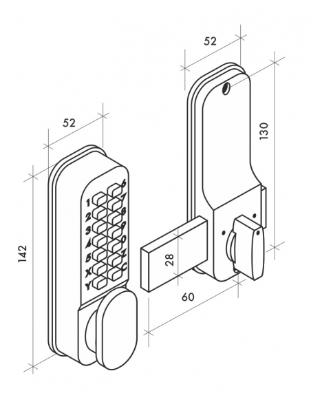 Verrou à combinaison mécanique en applique pour porte intérieure, 8 chiffres ou lettres, chromé mat - THIRARD Verrous