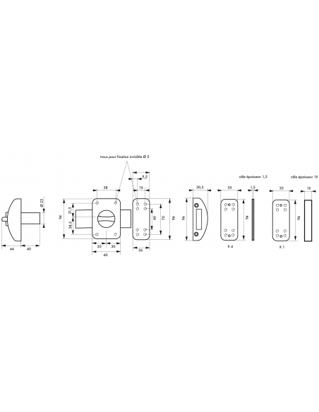 Verrou à bouton Design pour porte d'entrée, cylindre 40mm, acier, 3 clés, blanc - THIRARD Verrous