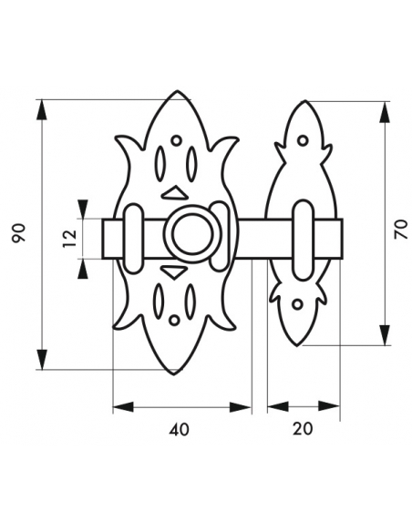 Verrou de meuble Rustique, 40x90mm, fer patiné - THIRARD Verrou de meuble