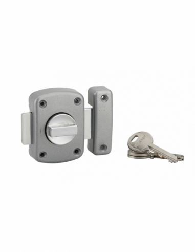 Verrou à bouton Alouette pour porte intérieure, cylindre 35mm, acier, 3 clés, époxy argent - THIRARD Verrou à bouton