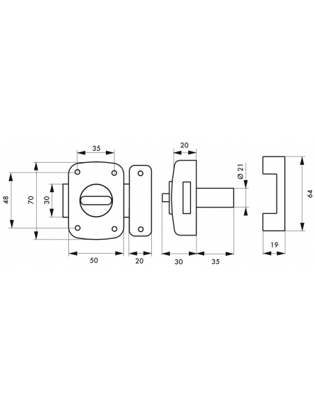 Verrou à bouton Alouette pour porte intérieure, cylindre 35mm, acier, 3 clés, époxy argent - THIRARD Verrou à bouton