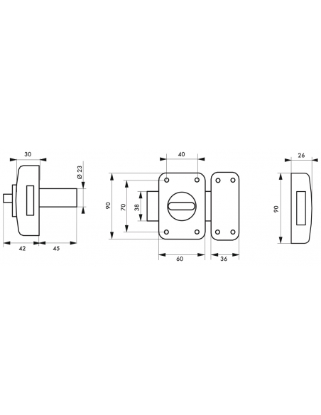 Verrou à bouton Mirage 6 pour porte d'entrée, cylindre 45mm, laiton, 3 clés, laiton - THIRARD Verrous