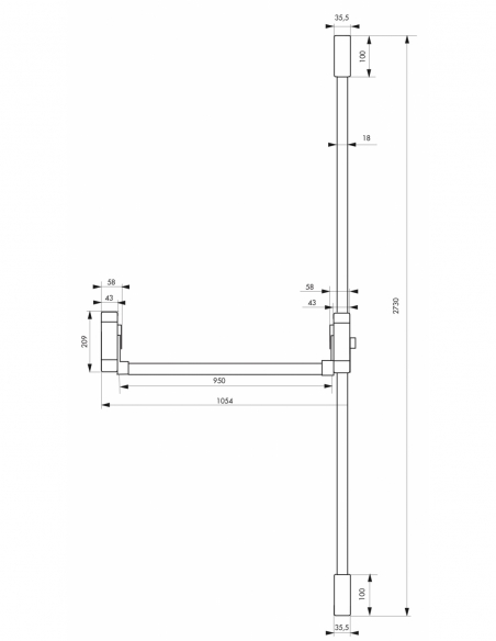 Serrure anti-panique U-Cross pour porte d'entrée 1150mm max, 2/3 pts haut et bas, réversible, gris - THIRARD Serrures multipo...