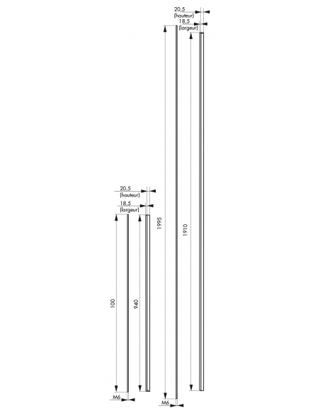 Kit de rallonge pour serrure antipanique, haut et bas, pour porte hauteur 3m max, blanc - THIRARD Serrures en applique