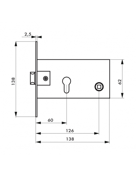 Boitier de serrure encastrable à cylindre pour porte d'entrée, axe 60mm, bouts carrés, nickelé - THIRARD Serrures encastrables