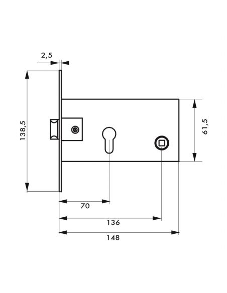 Boitier de serrure encastrable à cylindre pour porte d'entrée, axe 70mm, bouts carrés, acier - THIRARD Serrures encastrables