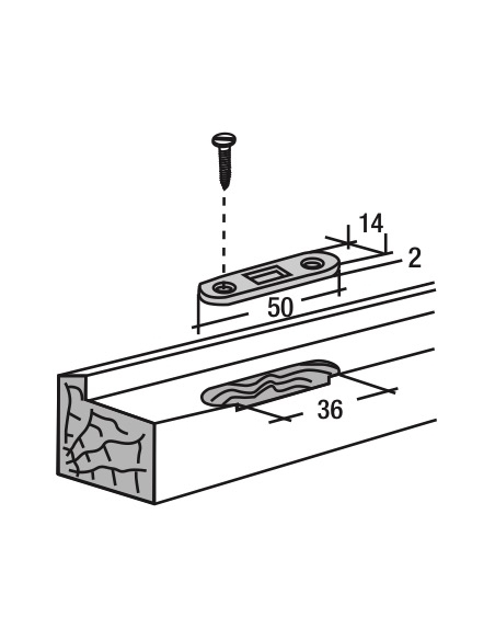 Gâche d'extrémité plate encastrable pour fenêtre, 50x14x2mm, Fenster-Unijet, 0-0295R-00-0-1 - FERCO by THIRARD Gâche de porte