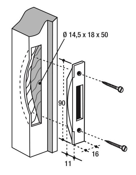 Gâche centrale encastrable réversible pour fenêtre, 90x16x11mm, Fenster, 0-0324-00-0-1 - FERCO by THIRARD Gâche de porte