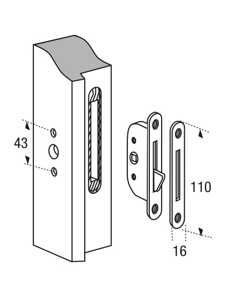 Loquet encastrable avec pêne et gâche pour fenêtre, axe 17mm, carré 7mm, A-G0109-00-0-1 - FERCO by THIRARD Serrures FERCO pou...