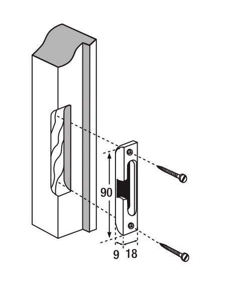 Gâche galet encastrable réversible pour porte bois, 98x18x9mm, Europa-Secury-Fercomatic, E-11351-00-0-1 - FERCO by THIRARD Gâ...