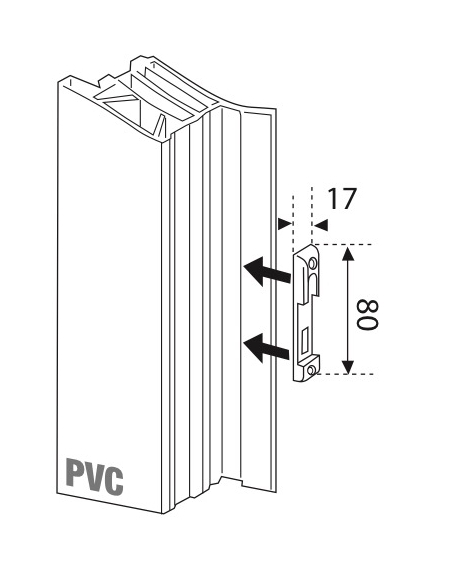 Gâche galet en applique réversible pour porte d'entrée, 80x17x8mm, Europa-Secury-Fercomatic, 8-000873-00-0-1 - FERCO by THIRA...