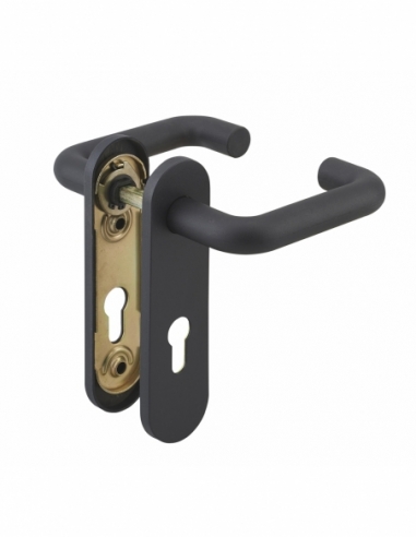 Ensemble de poignées pour serrure encastrable pour porte de chaufferie, industrie, carré 9mm, noir - THIRARD Poignée