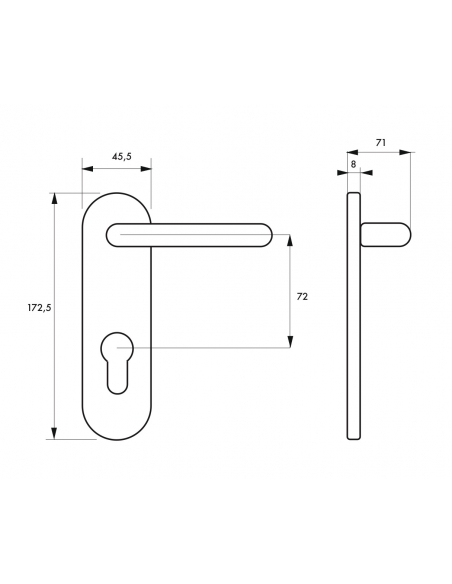 Ensemble de poignées pour serrure encastrable pour porte de chaufferie, industrie, carré 9mm, noir - THIRARD Poignée