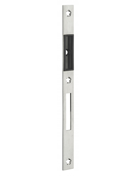 Gache plate inox, double empénage, compatible version pêne dormant et rouleau, 244 x 20 x 2,5mm - THIRARD Gâche de porte