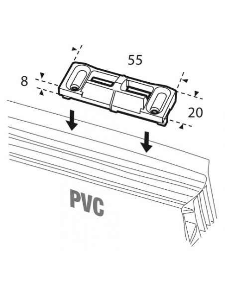 Gâche de tringle double pour fenêtre 2 vantaux Unijet dimensions : 55 x 20 mm - FERCO by THIRARD Gâche de porte