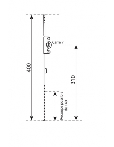 Crémone ouvrant à la française Unijet pour fenêtre bois, axe 15mm, H. 400mm, G-2204C-00-0-1 - FERCO by THIRARD Crémone
