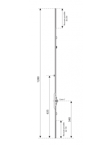 Crémone ouvrant à la française Unijet pour fenêtre pvc, axe 7.5mm, H. 1280mm, G-22064-00-0-1 - FERCO by THIRARD Crémone