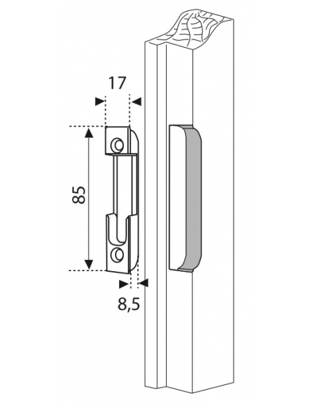 Gâche galet encastrable réversible pour porte d'entrée, 85x17x10mm, 0-00872-00-0-1 - FERCO by THIRARD Gâche de porte