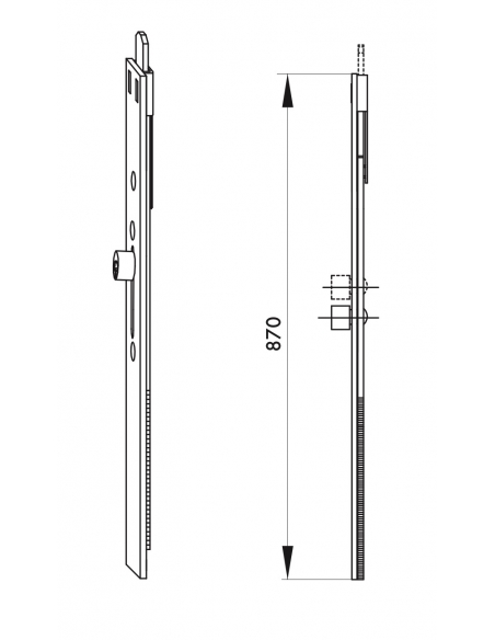 Prolongateur pour crémone ajustable avec 1 galet, 1120x16mm, Unijet, A-01197-39-0-1 - FERCO by THIRARD Crémone