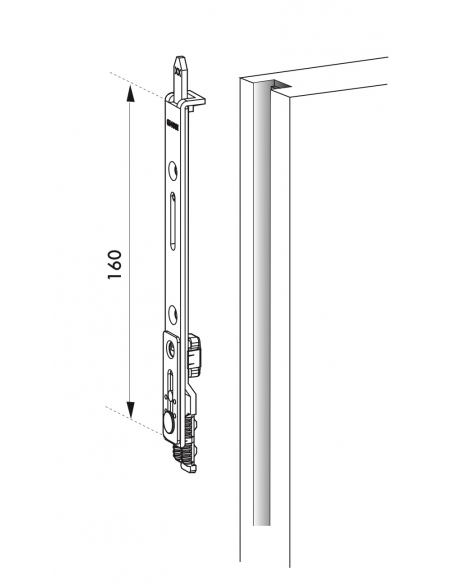Verrouillage haut avec sortie de tringle pour fenêtre, 160x16mm, Unijet, G-14661-00-0-1 - FERCO by THIRARD Crémone