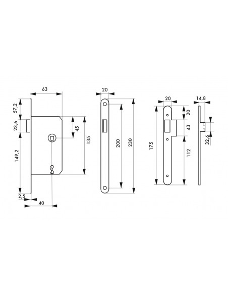 Serrure magnétique encastrable pour porte intérieure, axe 40mm, bouts ronds, fer satiné - THIRARD Serrures encastrables