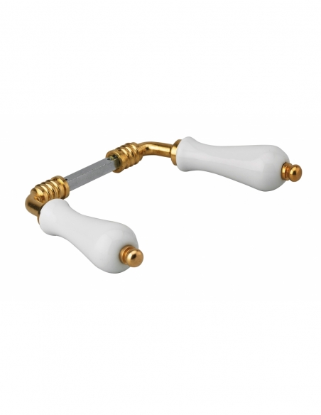Paire de béquilles pour porte, carré 7mm, 2 portées, porcelaine, blanc - THIRARD Béquille