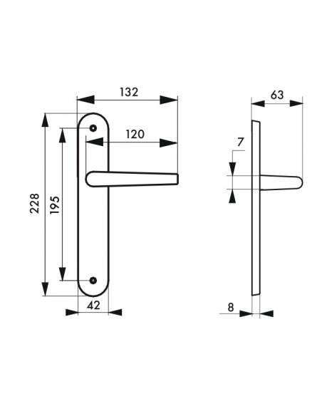 Ensemble de poignées pour porte intérieure Pelope sans trou, carré 7mm, entr'axes 195mm, argent - THIRARD Poignée