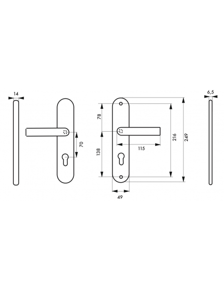 Ensemble poignées de sécurité pour porte d'entrée, béquille double, entr'axe de fixation 216mm, argent - THIRARD Poignée