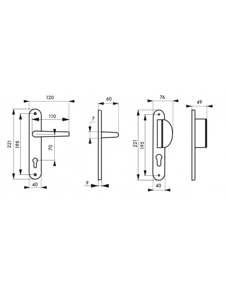 Ensemble de poignées pour porte d'entrée palière Chantilly trou de cylindre, carré 7mm, entr'axes 195mm, blanc - THIRARD Poignée