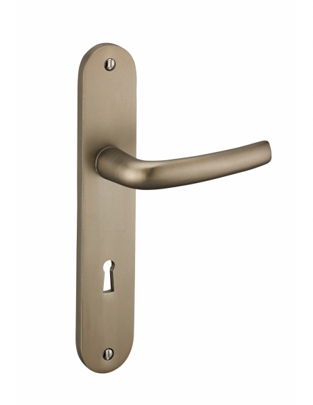 Ensemble de poignées pour porte de chambre Chantilly trou de clé, carré 7mm, entr'axes 195mm, anodisé inox - THIRARD Poignée