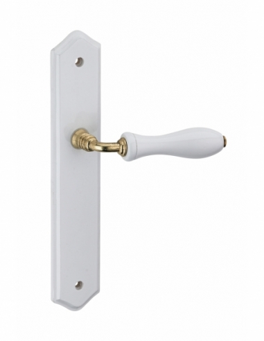 Ensemble de poignées pour porte intérieure Themis sans trou, carré 7mm, entr'axes 195mm, bois blanc - THIRARD Poignée