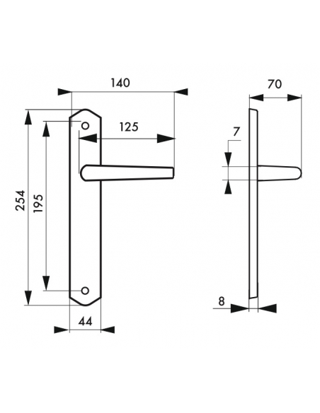 Ensemble de poignées pour porte intérieure Themis sans trou, carré 7mm, entr'axes 195mm, bois blanc - THIRARD Poignée