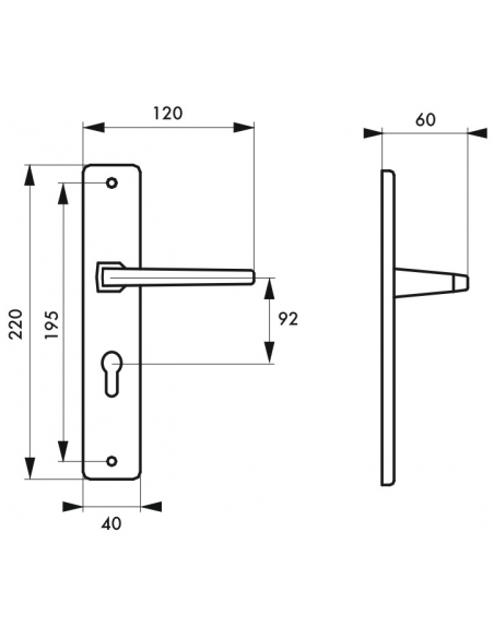 Ensemble de poignées pour porte d'entrée Picardie trou de cylindre, carré 7mm, entr'axes 92mm, couleur F2 - THIRARD Poignée