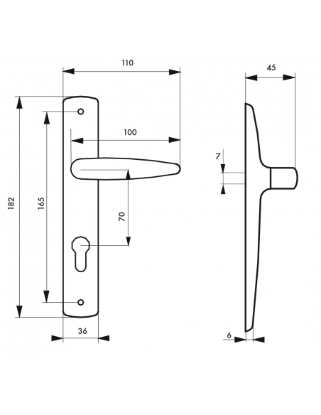 Ensemble de poignées pour porte d'entrée Abbeville trou de cylindre, carré 7mm, entr'axes 165mm, chromé - THIRARD Poignée