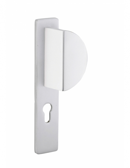 Ensemble de poignées pour porte d'entrée palière Crecy trou de cylindre, carré 7mm, entr'axes 195mm, anodisé argent - THIRARD...
