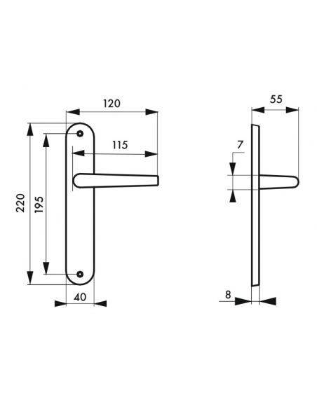 Ensemble de poignées pour porte intérieure Marianne sans trou, carré 7mm, entr'axes 195mm, laiton poli - THIRARD Poignée